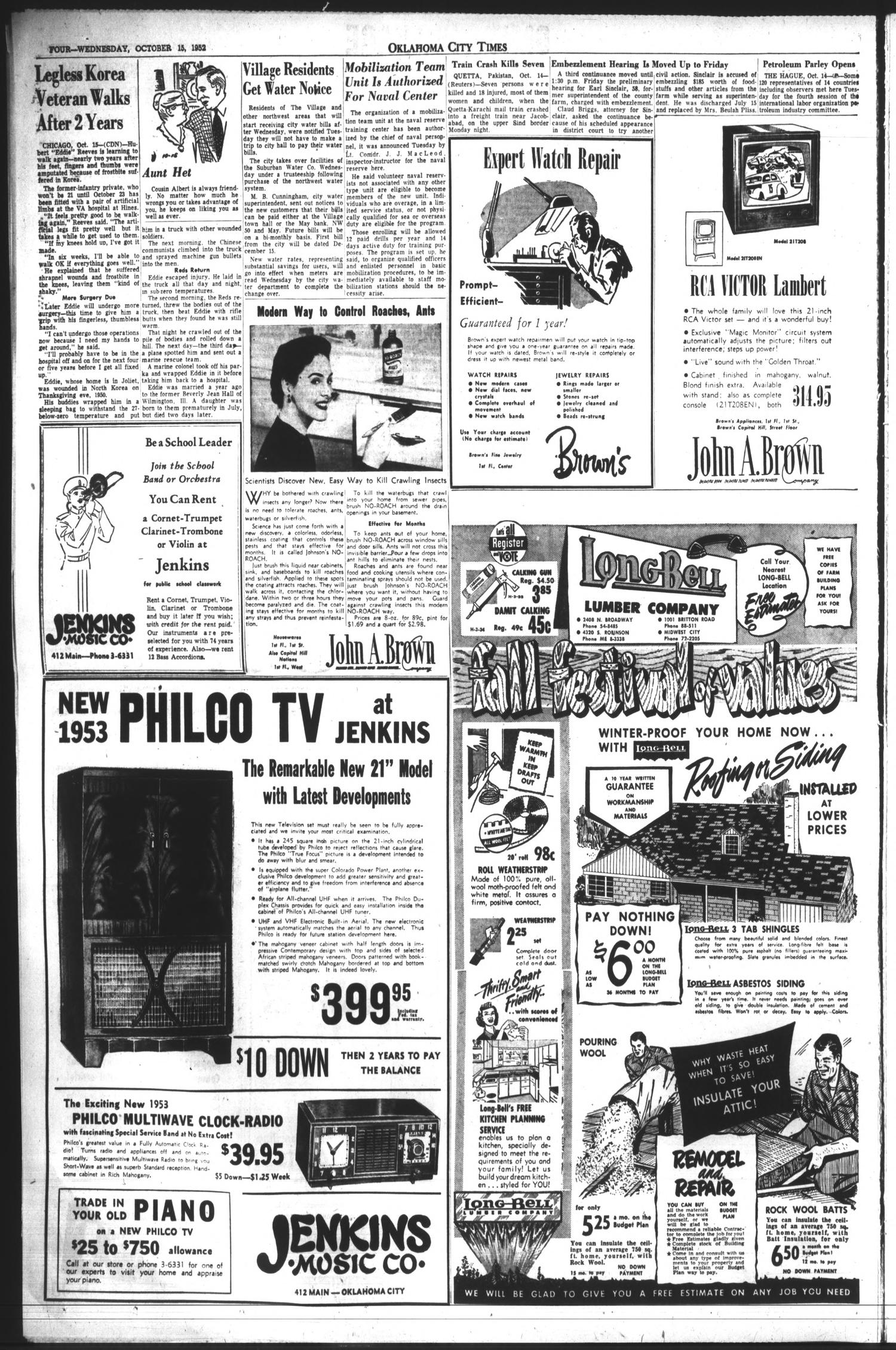 Oklahoma City Times (Oklahoma City, Okla.), Vol. 63, No. 215, Ed. 4 Wednesday, October 15, 1952
                                                
                                                    [Sequence #]: 4 of 8
                                                