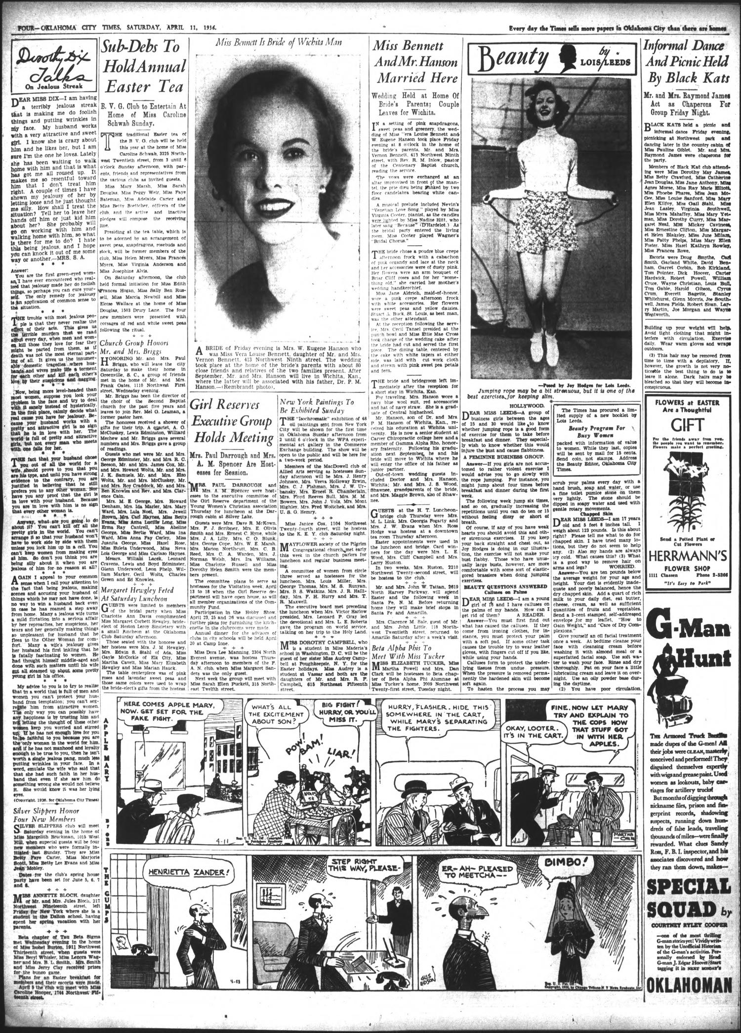 Oklahoma City Times (Oklahoma City, Okla.), Vol. 46, No. 282, Ed. 1 Saturday, April 11, 1936
                                                
                                                    [Sequence #]: 4 of 16
                                                