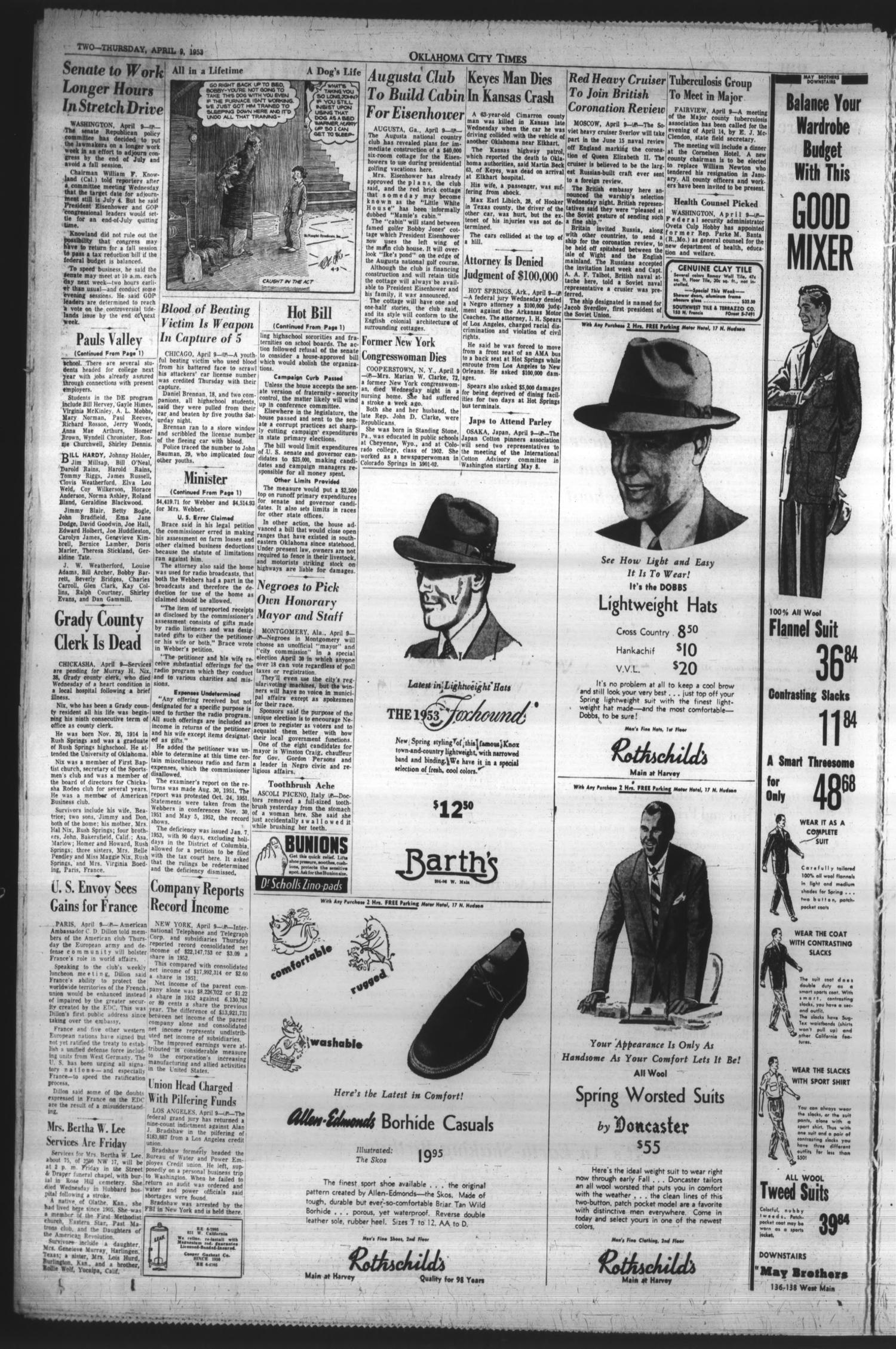 Oklahoma City Times (Oklahoma City, Okla.), Vol. 64, No. 53, Ed. 4 Thursday, April 9, 1953
                                                
                                                    [Sequence #]: 2 of 14
                                                
