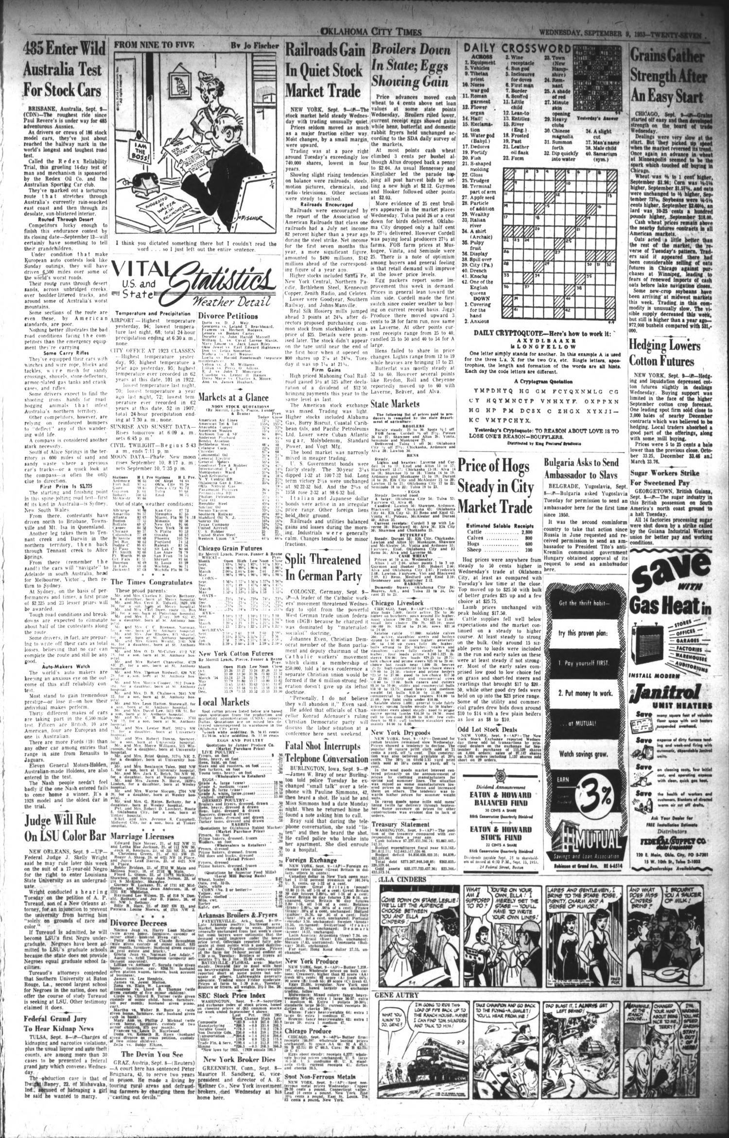 Oklahoma City Times (Oklahoma City, Okla.), Vol. 64, No. 184, Ed. 3 Wednesday, September 9, 1953
                                                
                                                    [Sequence #]: 13 of 13
                                                
