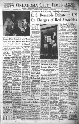 Primary view of object titled 'Oklahoma City Times (Oklahoma City, Okla.), Vol. 64, No. 230, Ed. 4 Monday, November 2, 1953'.