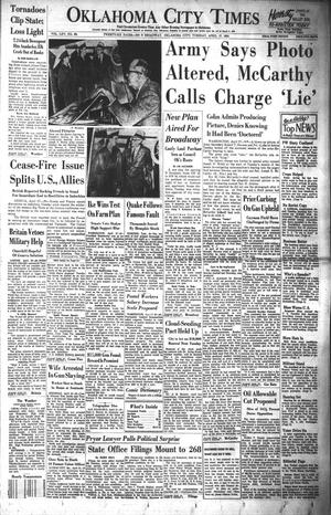 Primary view of object titled 'Oklahoma City Times (Oklahoma City, Okla.), Vol. 64, No. 68, Ed. 1 Tuesday, April 27, 1954'.