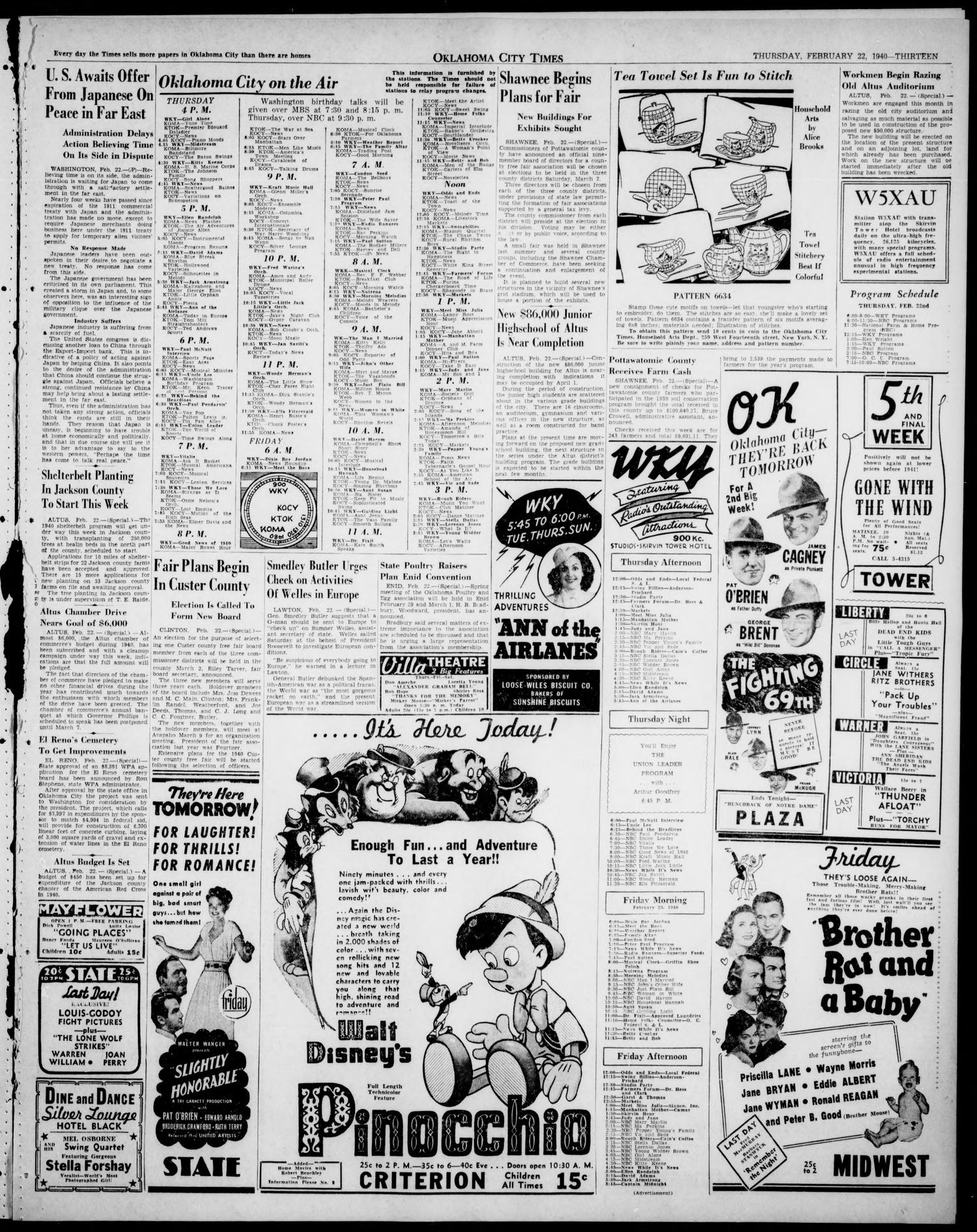 Oklahoma City Times (Oklahoma City, Okla.), Vol. 50, No. 235, Ed. 2 Thursday, February 22, 1940
                                                
                                                    [Sequence #]: 12 of 16
                                                