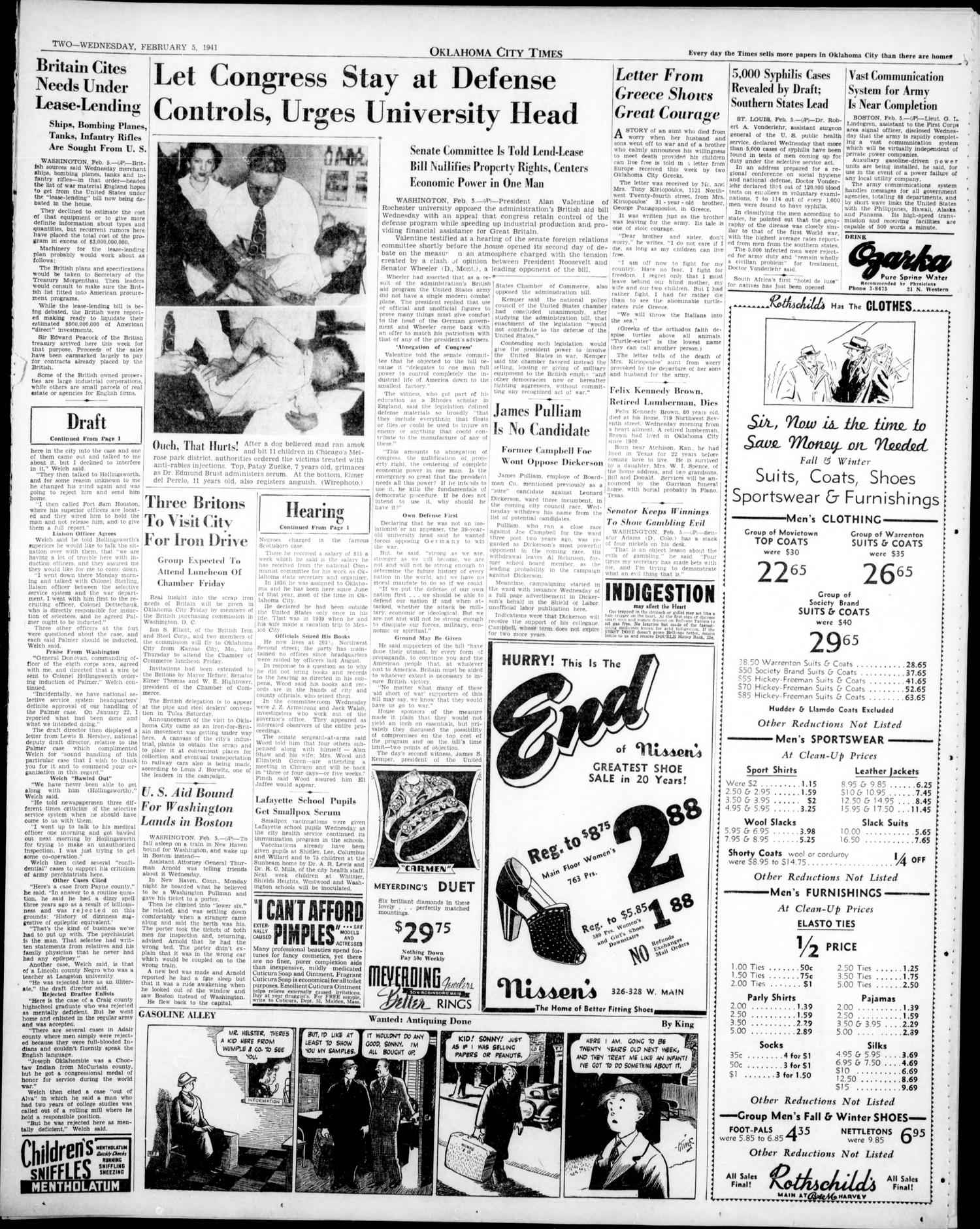 Oklahoma City Times (Oklahoma City, Okla.), Vol. 51, No. 222, Ed. 3 Wednesday, February 5, 1941
                                                
                                                    [Sequence #]: 2 of 9
                                                