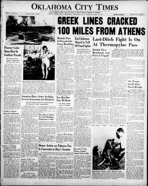 Primary view of object titled 'Oklahoma City Times (Oklahoma City, Okla.), Vol. 51, No. 287, Ed. 3 Tuesday, April 22, 1941'.