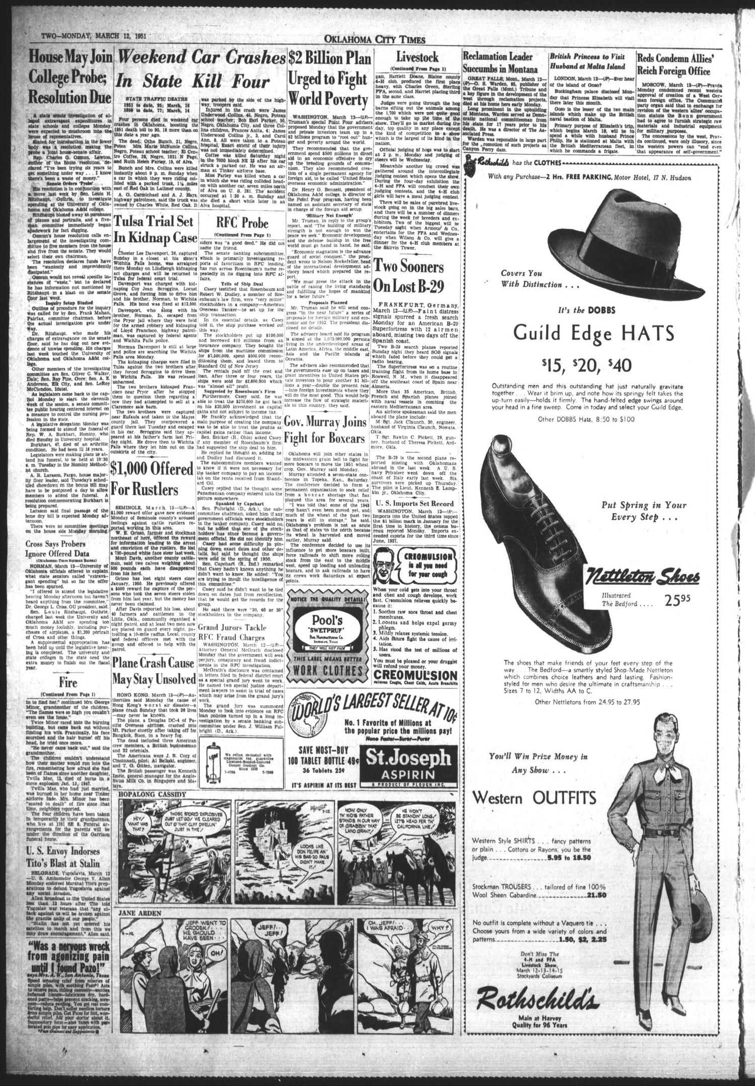 Oklahoma City Times (Oklahoma City, Okla.), Vol. 62, No. 29, Ed. 2 Monday, March 12, 1951
                                                
                                                    [Sequence #]: 2 of 3
                                                