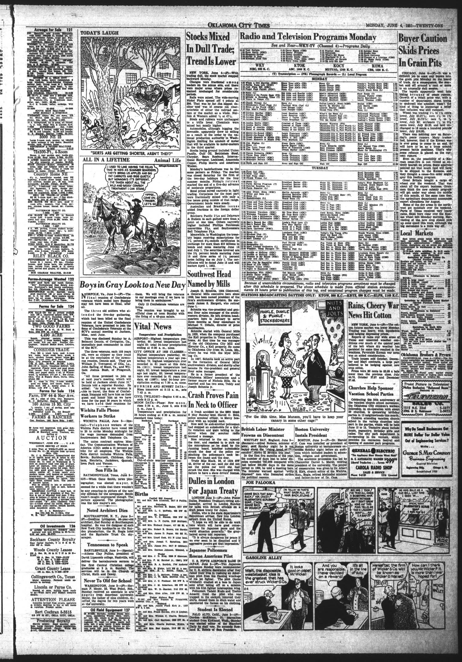 Oklahoma City Times (Oklahoma City, Okla.), Vol. 62, No. 101, Ed. 4 Monday, June 4, 1951
                                                
                                                    [Sequence #]: 5 of 5
                                                