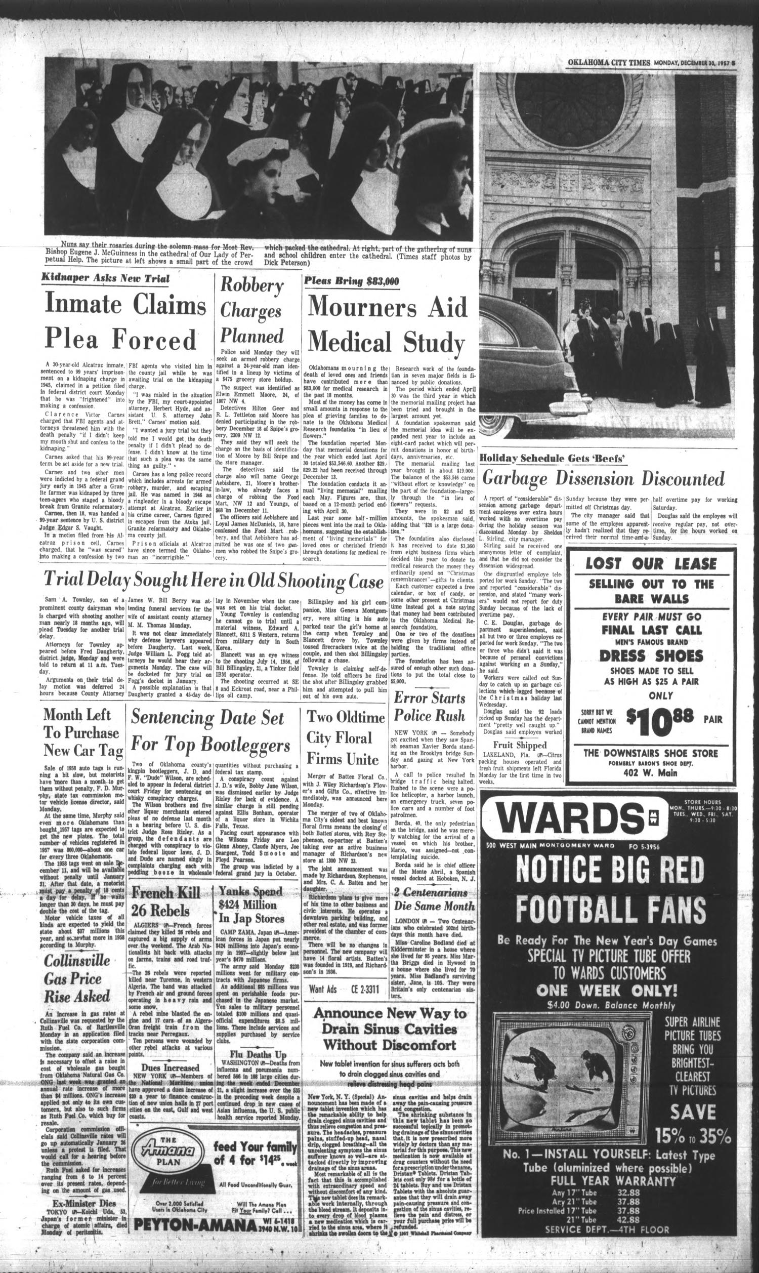 Oklahoma City Times (Oklahoma City, Okla.), Vol. 68, No. 278, Ed. 1 Monday, December 30, 1957
                                                
                                                    [Sequence #]: 5 of 20
                                                