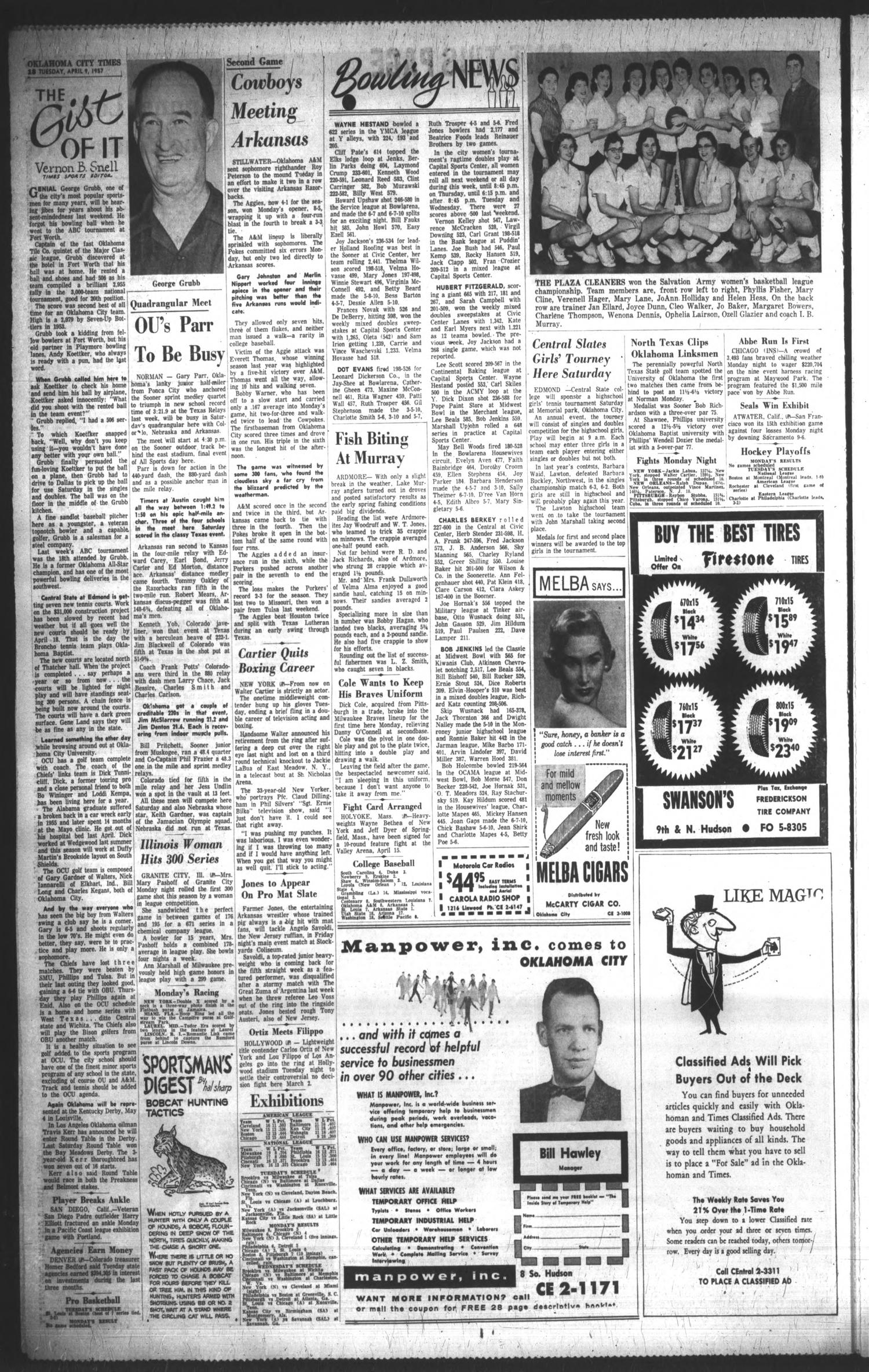 Oklahoma City Times (Oklahoma City, Okla.), Vol. 68, No. 51, Ed. 4 Tuesday, April 9, 1957
                                                
                                                    [Sequence #]: 4 of 5
                                                