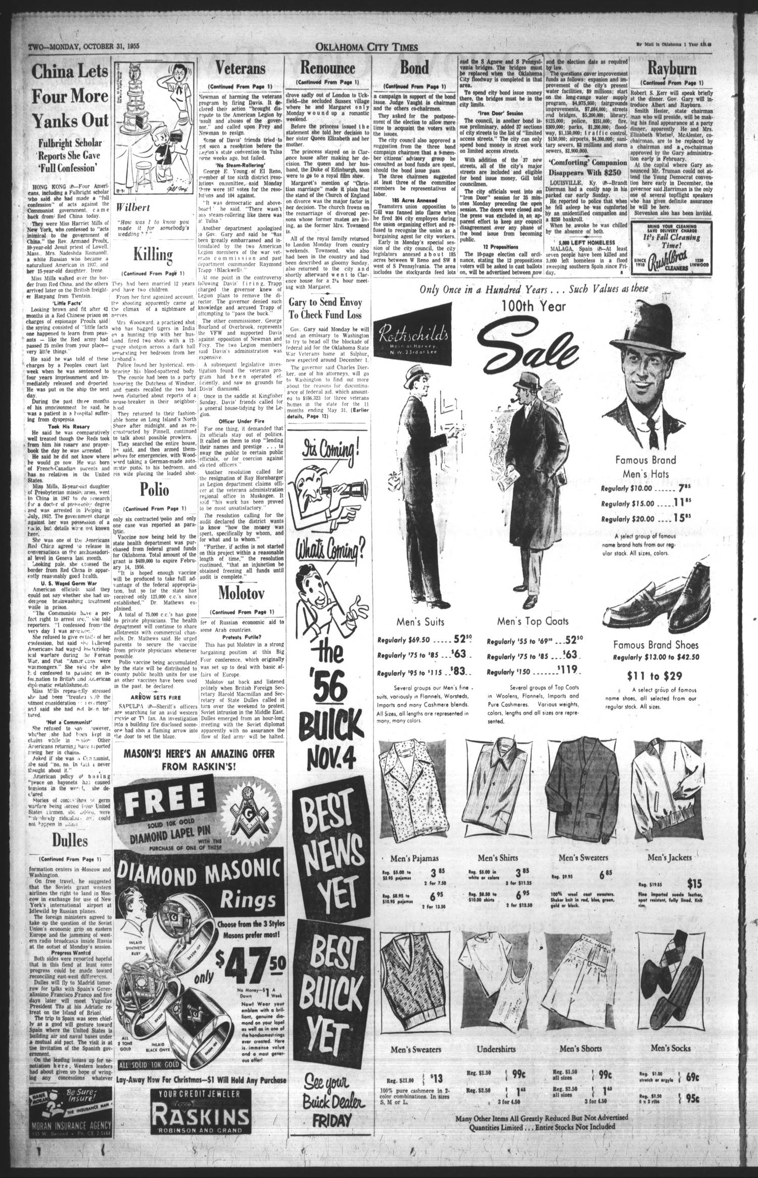 Oklahoma City Times (Oklahoma City, Okla.), Vol. 66, No. 228, Ed. 2 Monday, October 31, 1955
                                                
                                                    [Sequence #]: 2 of 3
                                                