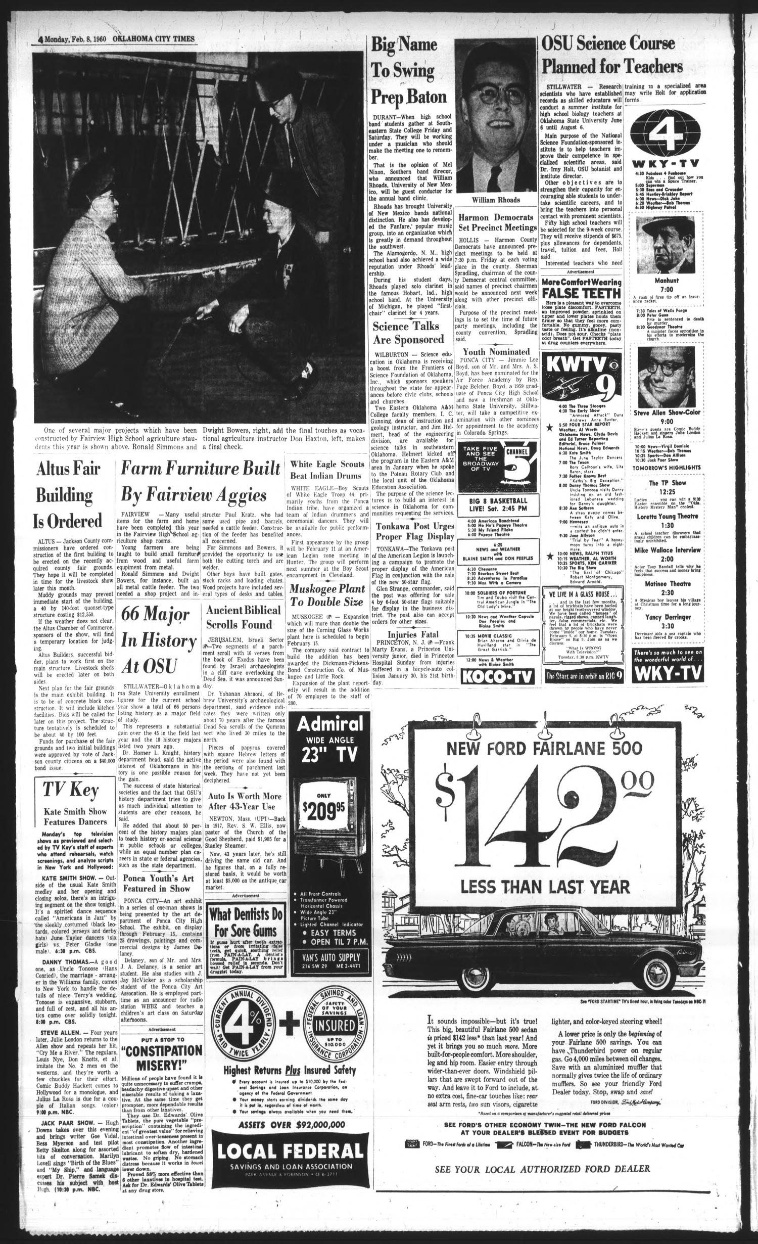 Oklahoma City Times (Oklahoma City, Okla.), Vol. 70, No. 312, Ed. 3 Monday, February 8, 1960
                                                
                                                    [Sequence #]: 4 of 8
                                                