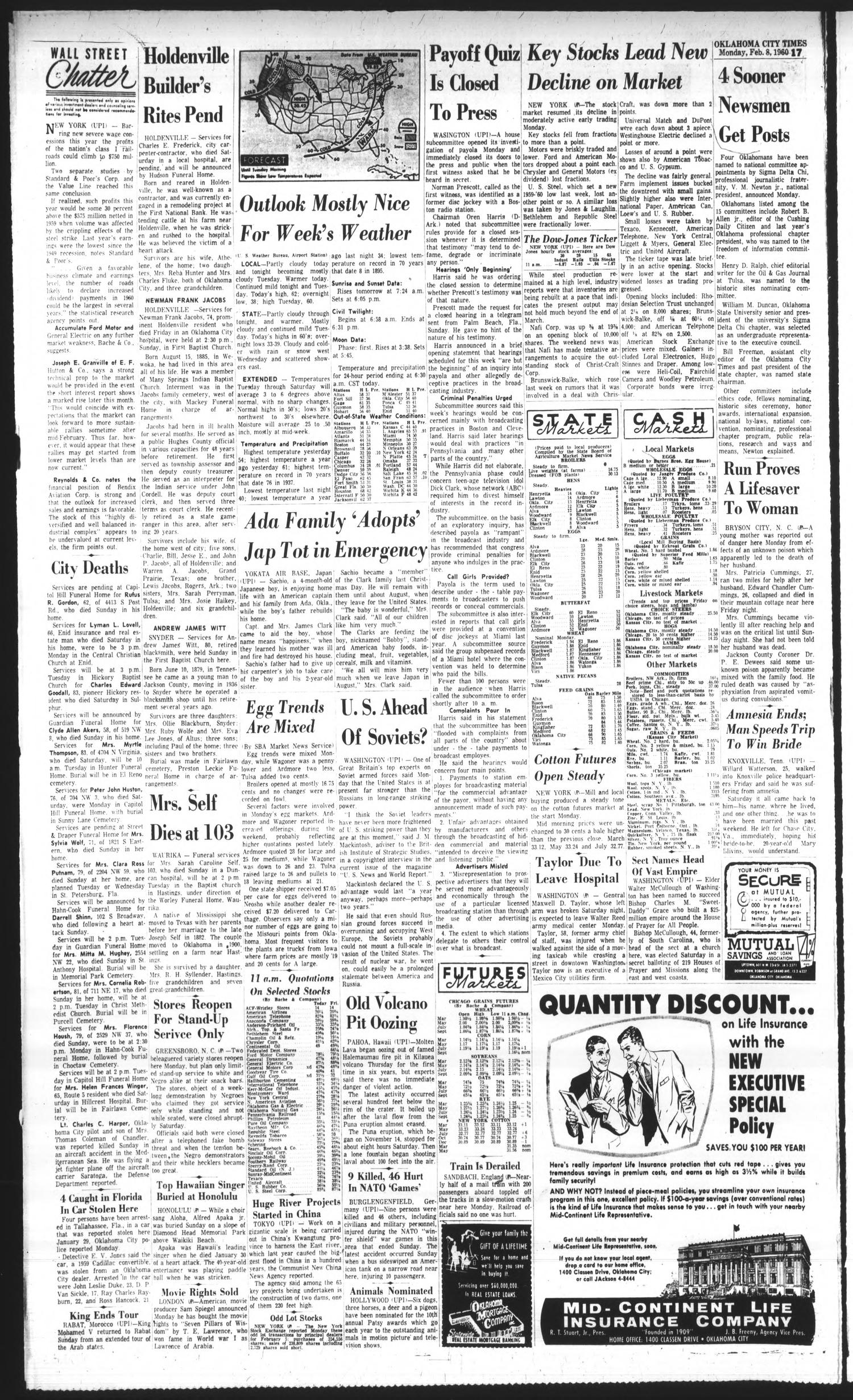 Oklahoma City Times (Oklahoma City, Okla.), Vol. 70, No. 312, Ed. 3 Monday, February 8, 1960
                                                
                                                    [Sequence #]: 6 of 8
                                                