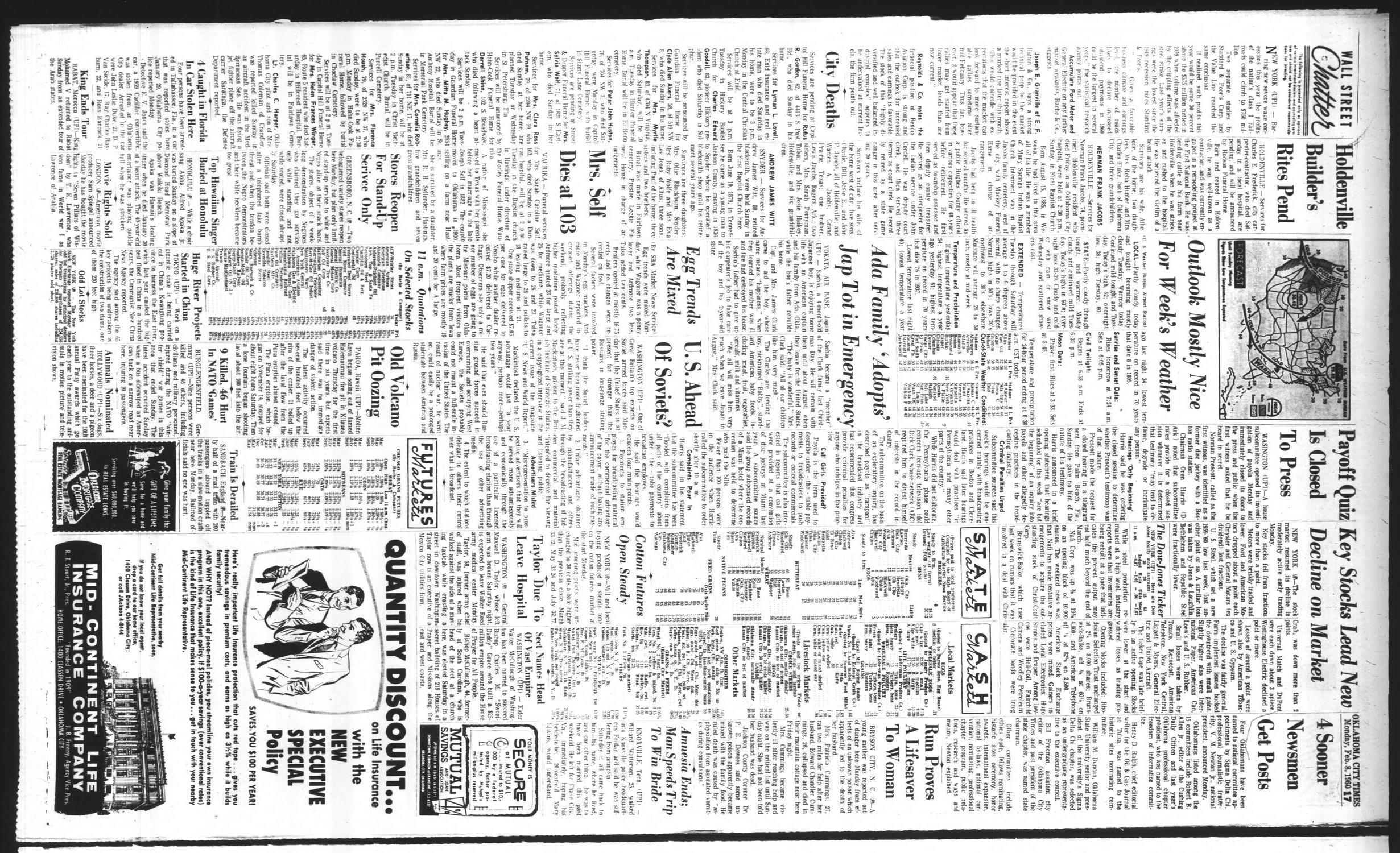 Oklahoma City Times (Oklahoma City, Okla.), Vol. 70, No. 312, Ed. 3 Monday, February 8, 1960
                                                
                                                    [Sequence #]: 6 of 8
                                                