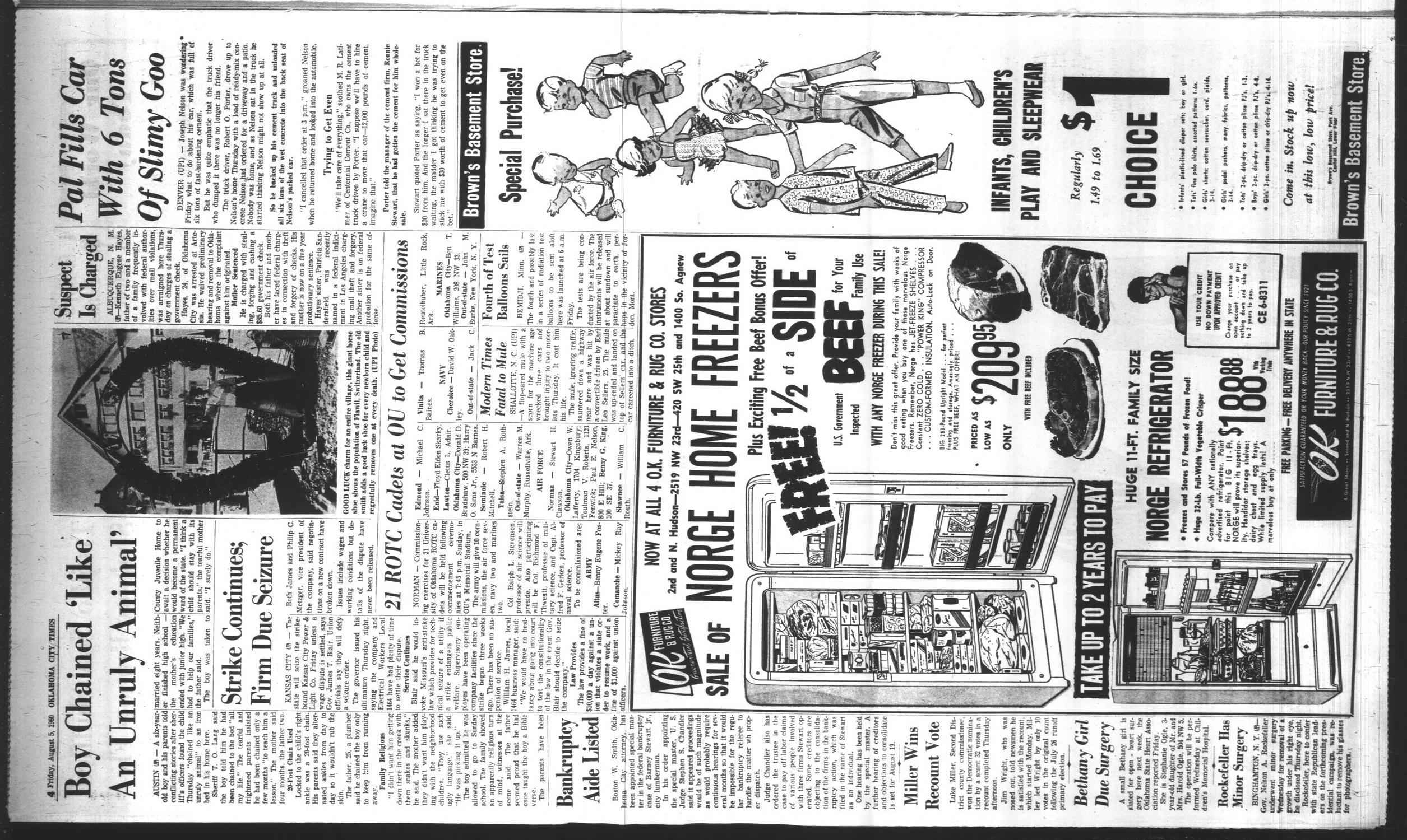 Oklahoma City Times (Oklahoma City, Okla.), Vol. 71, No. 153, Ed. 2 Friday, August 5, 1960
                                                
                                                    [Sequence #]: 4 of 15
                                                