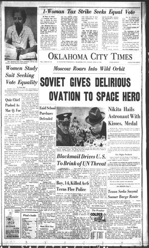 Primary view of object titled 'Oklahoma City Times (Oklahoma City, Okla.), Vol. 72, No. 56, Ed. 3 Friday, April 14, 1961'.