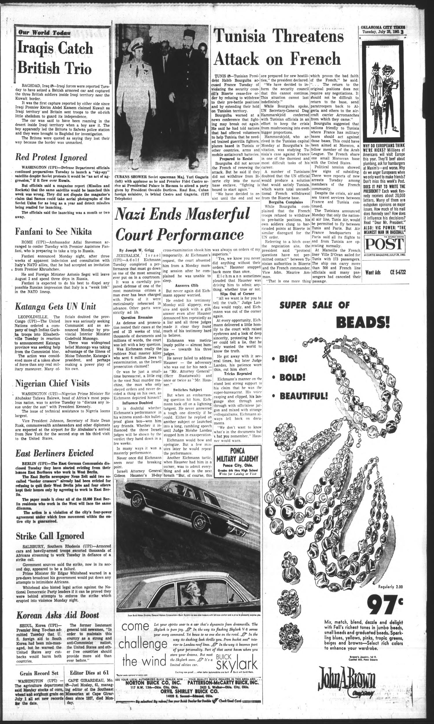 Oklahoma City Times (Oklahoma City, Okla.), Vol. 72, No. 141, Ed. 1 Tuesday, July 25, 1961
                                                
                                                    [Sequence #]: 3 of 22
                                                