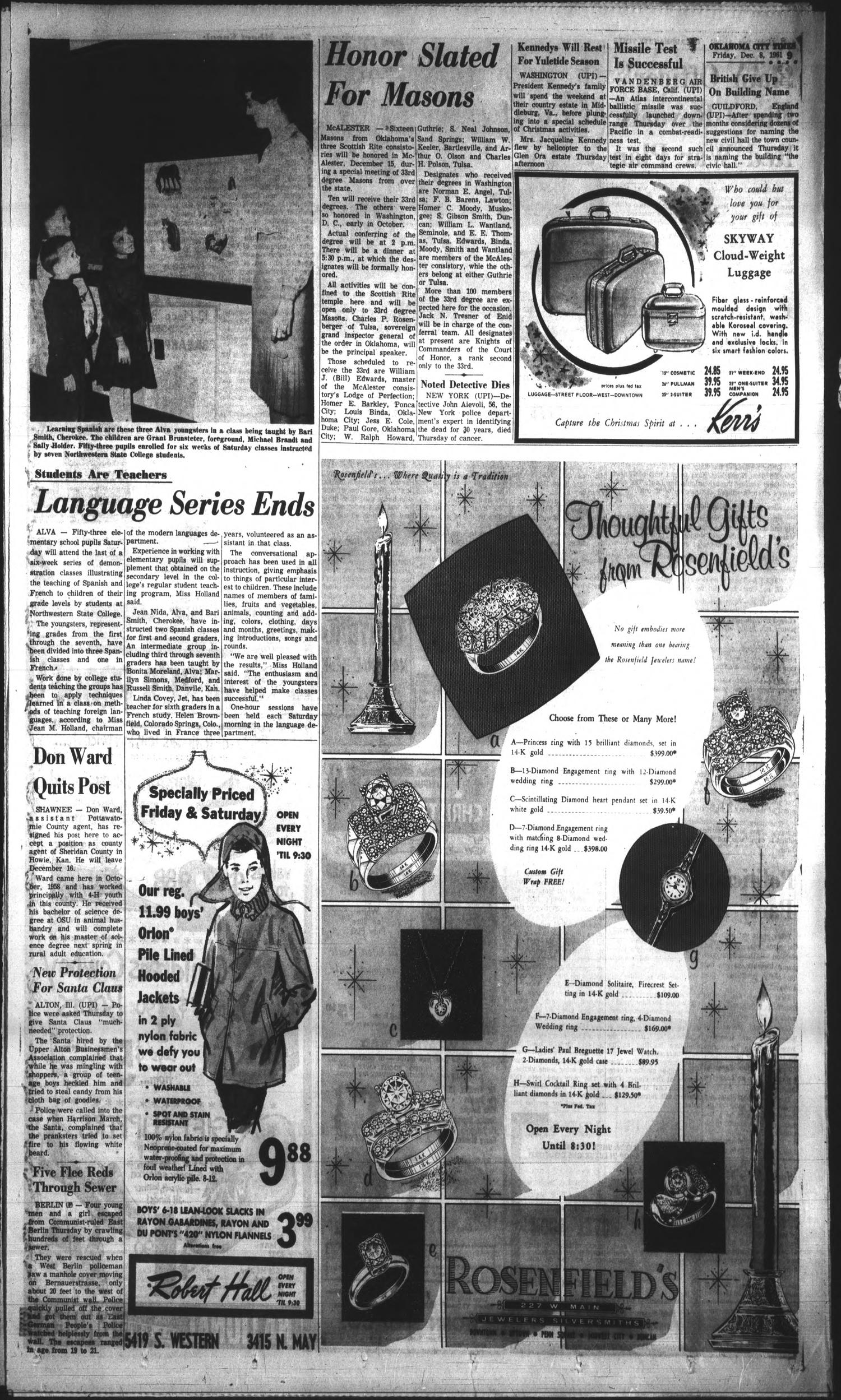 Oklahoma City Times (Oklahoma City, Okla.), Vol. 72, No. 258, Ed. 2 Friday, December 8, 1961
                                                
                                                    [Sequence #]: 5 of 10
                                                