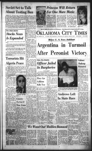 Primary view of object titled 'Oklahoma City Times (Oklahoma City, Okla.), Vol. 73, No. 30, Ed. 1 Monday, March 19, 1962'.