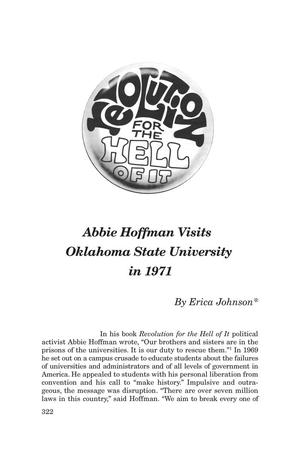 Revolution for the Hell of It: Abbie Hoffman Visits Oklahoma State University in 1971