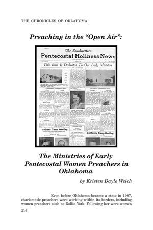Primary view of object titled 'Preaching in the "Open Air": The Ministries of Early Pentecostal Women Preachers in Oklahoma'.