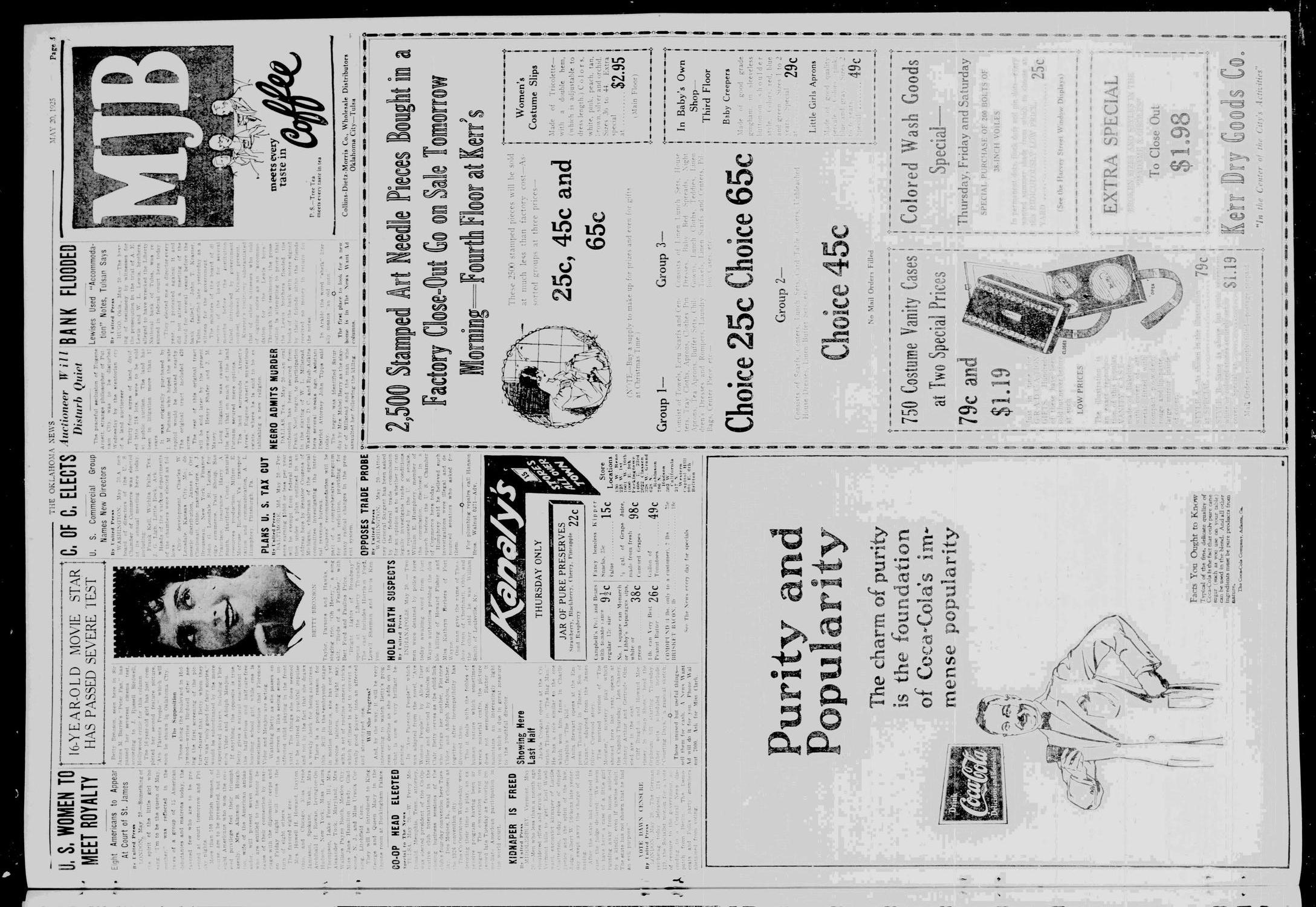 The Oklahoma News (Oklahoma City, Okla.), Vol. 19, No. 201, Ed. 1 Wednesday, May 20, 1925
                                                
                                                    [Sequence #]: 3 of 11
                                                