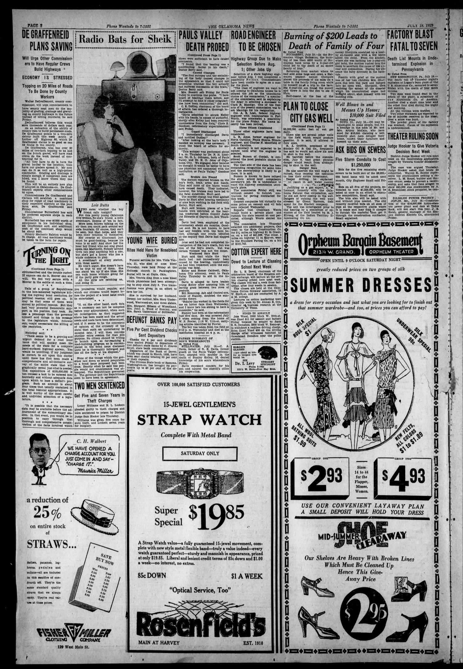 The Oklahoma News (Oklahoma City, Okla.), Vol. 23, No. 251, Ed. 1 Friday, July 19, 1929
                                                
                                                    [Sequence #]: 2 of 24
                                                
