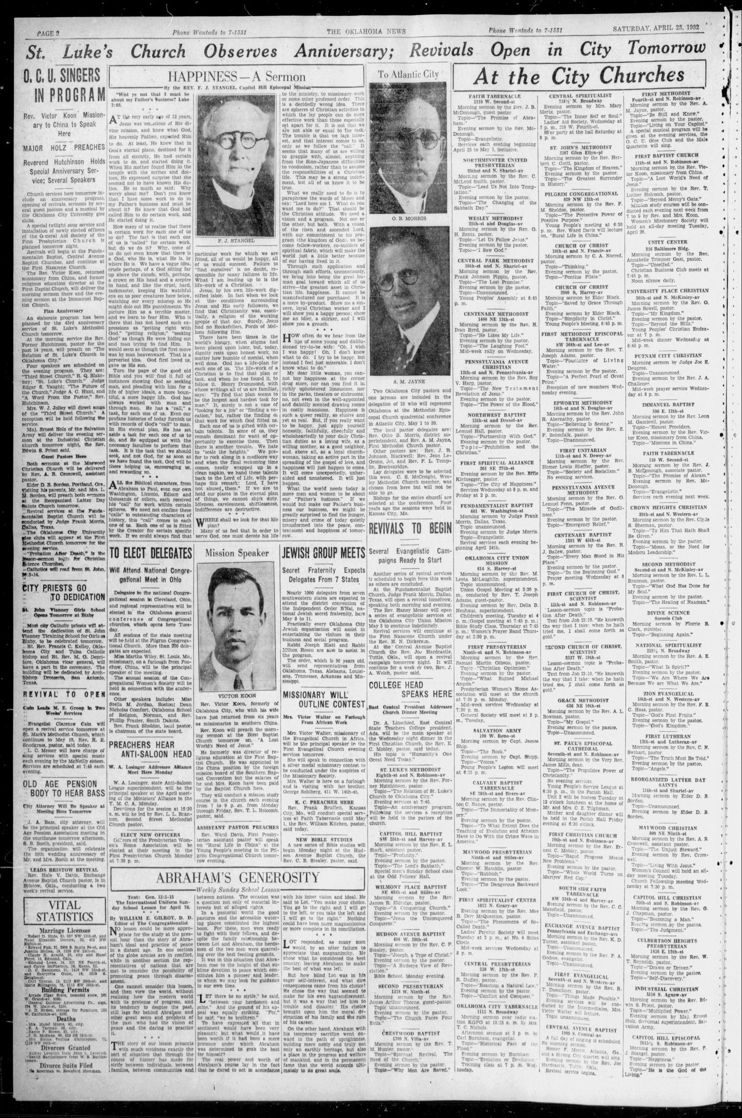 The Oklahoma News (Oklahoma City, Okla.), Vol. 26, No. 173, Ed. 1 Saturday, April 23, 1932
                                                
                                                    [Sequence #]: 2 of 10
                                                