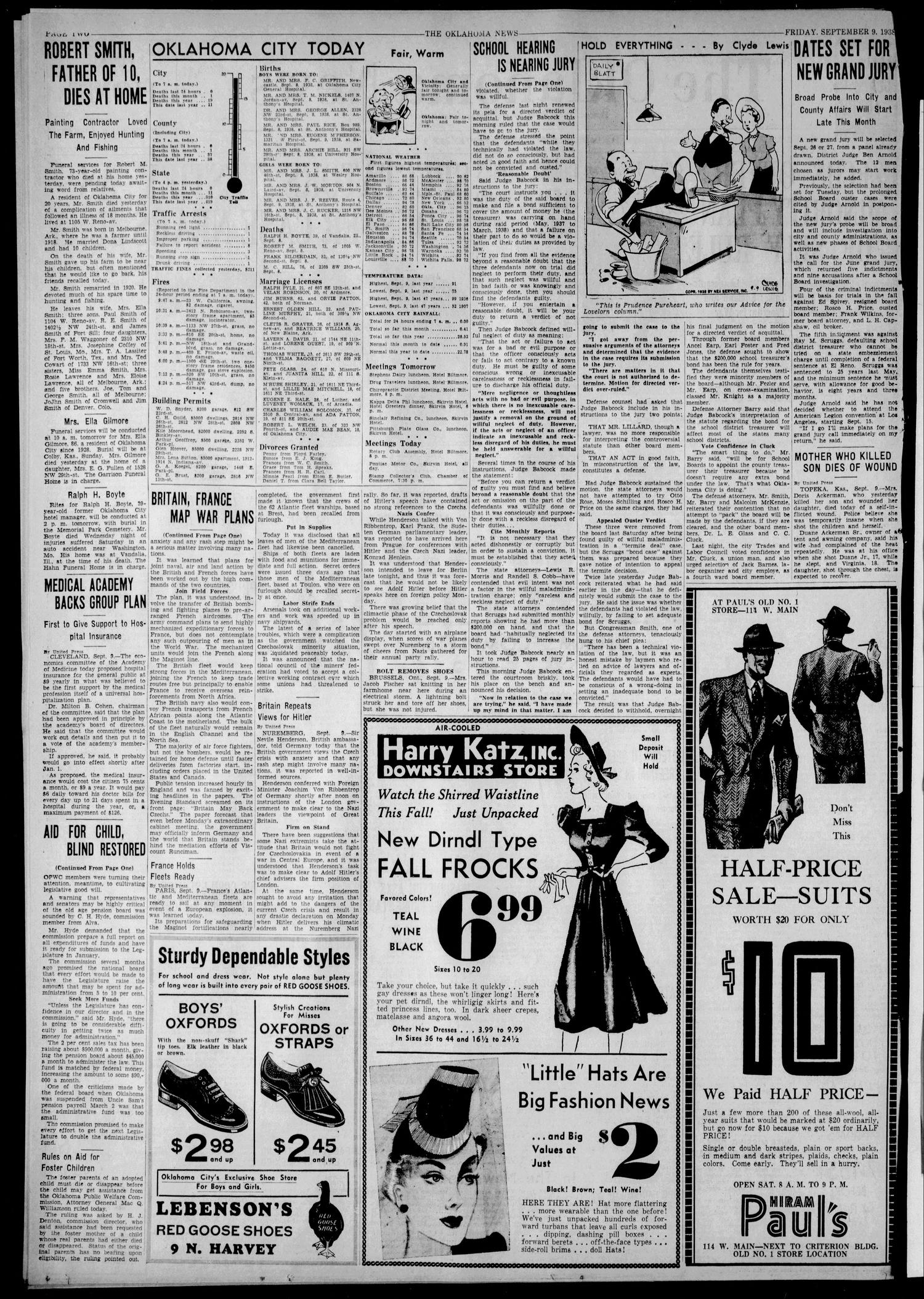 The Oklahoma News (Oklahoma City, Okla.), Vol. 32, No. 338, Ed. 1 Friday, September 9, 1938
                                                
                                                    [Sequence #]: 2 of 20
                                                