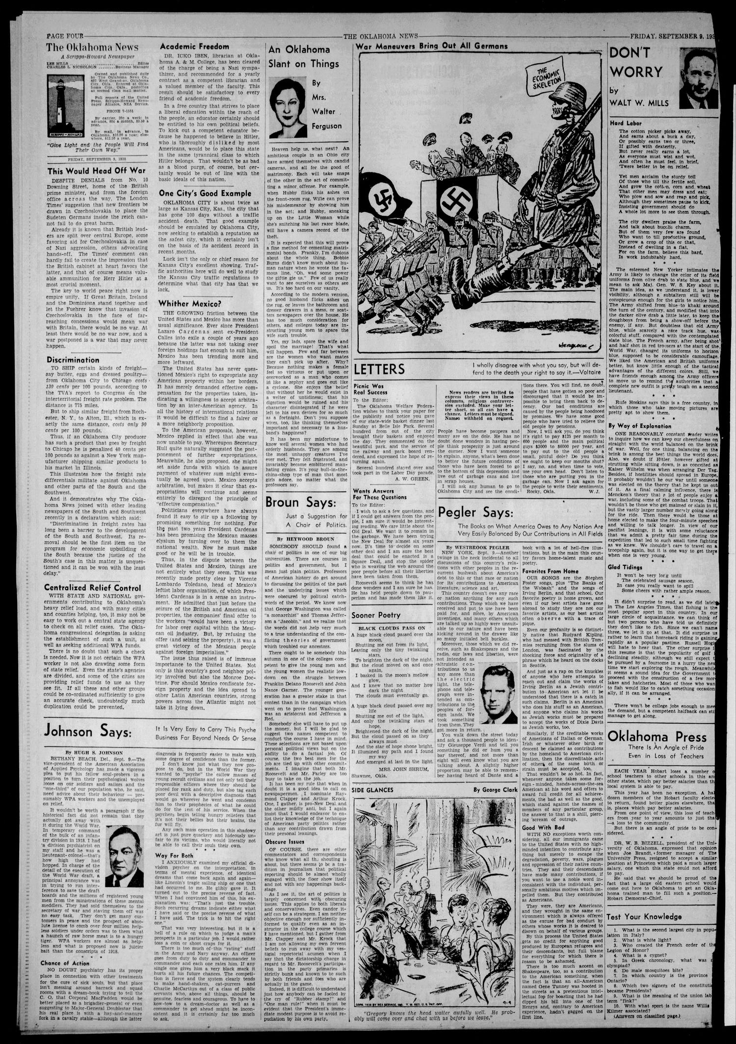 The Oklahoma News (Oklahoma City, Okla.), Vol. 32, No. 338, Ed. 1 Friday, September 9, 1938
                                                
                                                    [Sequence #]: 4 of 20
                                                