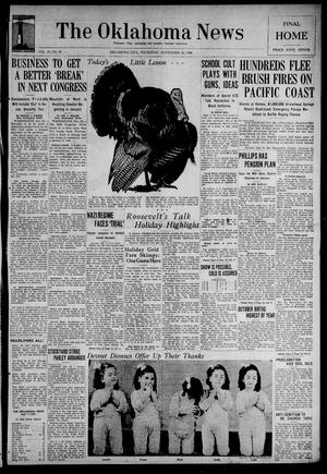 Primary view of object titled 'The Oklahoma News (Oklahoma City, Okla.), Vol. 33, No. 50, Ed. 1 Thursday, November 24, 1938'.