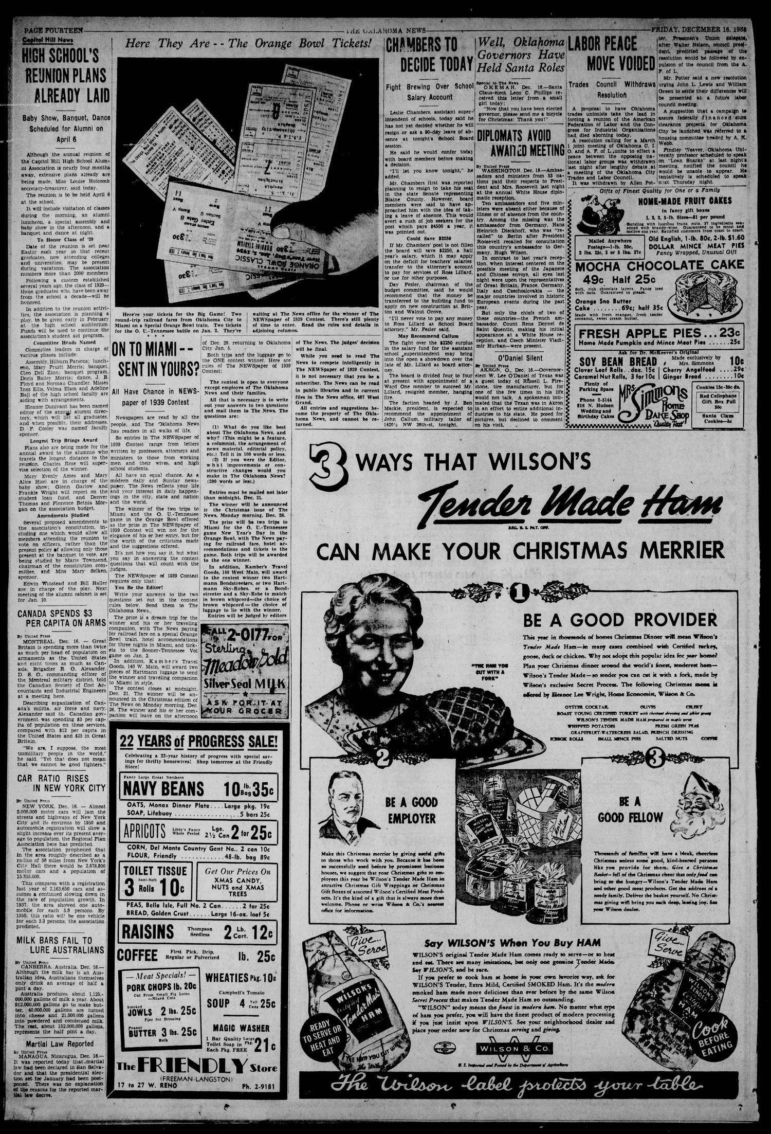The Oklahoma News (Oklahoma City, Okla.), Vol. 33, No. 72, Ed. 1 Friday, December 16, 1938
                                                
                                                    [Sequence #]: 14 of 24
                                                