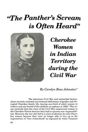 "The Panther's Scream is Often Heard": Cherokee Women in Indian Territory during the Civil War
