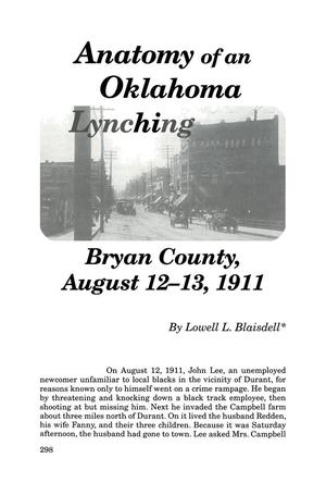 Anatomy of an Oklahoma Lynching: Bryan County, August 12-13, 1911