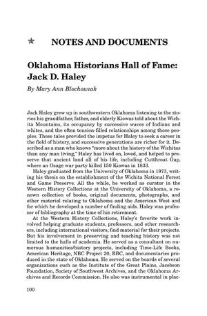 Notes and Documents, Chronicles of Oklahoma, Volume 82, Number 1, Spring 2004