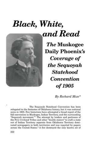 Black, White, and Read: The Muskogee Daily Phoenix's Coverage of the Sequoyah Statehood Convention of 1905