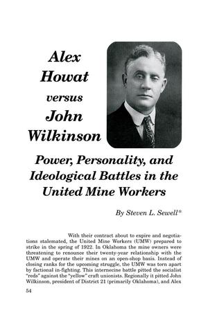 Alex Howat versus John Wilkinson: Power, Personality, and Ideological Battles in the United Mine Workers
