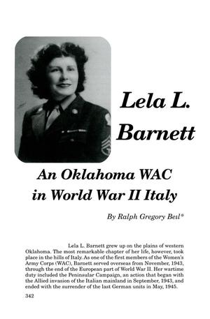 Lela L. Barnett: An Oklahoma WAC in World War II Italy