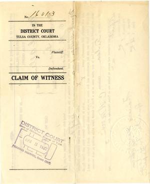 Affidavit of attendance of witness in Mabel Allen vs. Continental Insurance Company