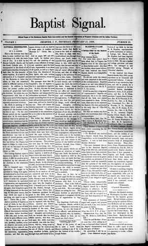 Baptist Signal. (Ardmore, Indian Terr.), Vol. 1, No. 10, Ed. 1 Thursday, February 17, 1898