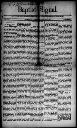 Baptist Signal. (Ardmore, Indian Terr.), Vol. 1, No. 35, Ed. 1 Thursday, August 18, 1898