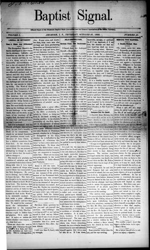 Primary view of object titled 'Baptist Signal. (Ardmore, Indian Terr.), Vol. 1, No. 45, Ed. 1 Thursday, October 27, 1898'.