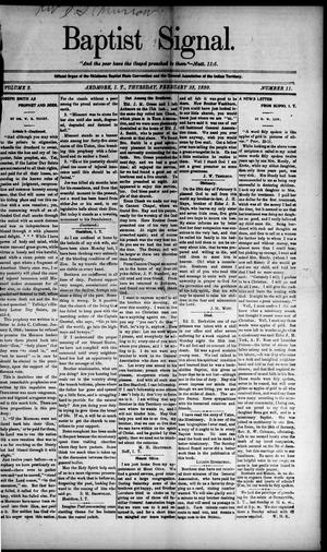 Baptist Signal. (Ardmore, Indian Terr.), Vol. 2, No. 11, Ed. 1 Thursday, February 23, 1899