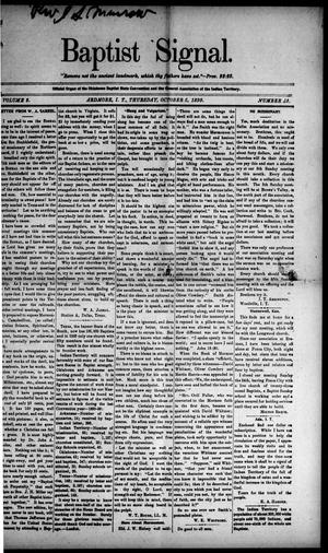 Baptist Signal. (Ardmore, Indian Terr.), Vol. 2, No. 43, Ed. 1 Thursday, October 5, 1899