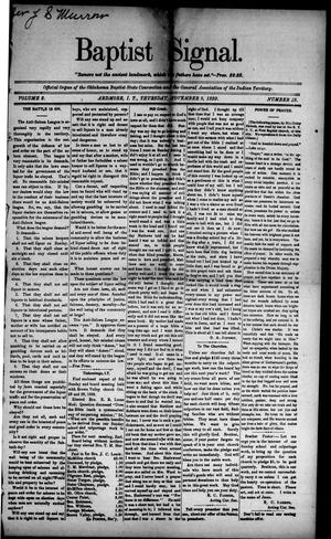 Baptist Signal. (Ardmore, Indian Terr.), Vol. 2, No. 48, Ed. 1 Thursday, November 9, 1899