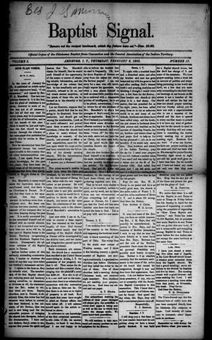 Baptist Signal. (Ardmore, Indian Terr.), Vol. 3, No. 10, Ed. 1 Thursday, February 8, 1900