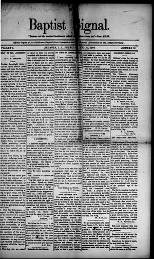 Baptist Signal. (Ardmore, Indian Terr.), Vol. 3, No. 22, Ed. 1 Thursday, May 10, 1900