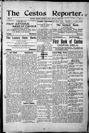 The Cestos Reporter. (Cestos, Okla.), Vol. 5, No. 14, Ed. 1 Friday, August 31, 1906
