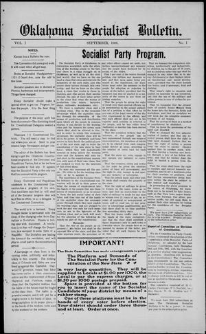 Oklahoma Socialist Bulletin. (Oklahoma City, Okla. Terr.), Vol. 1, No. 1, Ed. 1 Saturday, September 1, 1906