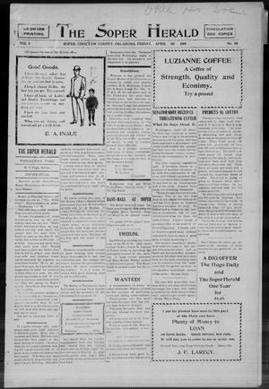 Primary view of object titled 'The Soper Herald (Soper, Okla.), Vol. 3, No. 38, Ed. 1 Friday, April 30, 1909'.
