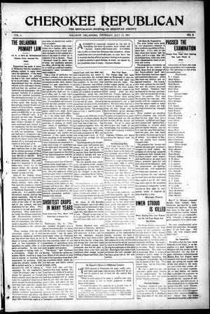 Cherokee Republican (Sallisaw, Okla.), Vol. 6, No. 8, Ed. 1 Thursday, July 13, 1911